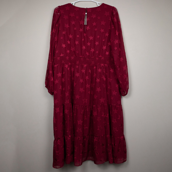 Torrid fuchsia star chiffon tiered midi dress-3 - Picture 6 of 6